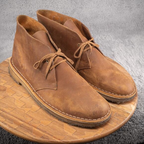 Clarks Originals Desert Mens 12 Chukka Boots Beeswax Brown Leather Crepe Sole - Picture 1 of 7